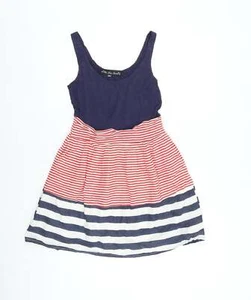 Mela Loves London Womens Blue Striped 100% Cotton Tank Dress Size S Scoop Neck P - Picture 1 of 12