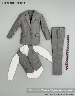 US ZYTOYS PC004 1/6 Grey Suit Shirt Pants Clothes Set Fit 12'' Male Figure body - Image 1 of 4