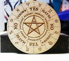 Wiccan Pendulum Board w/ Pentacle Engraved on Wood (10" Diameter) Homemade Dowse