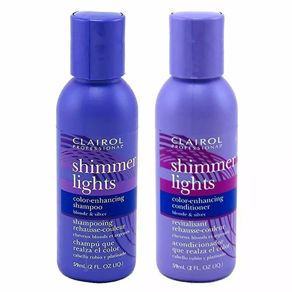Clairol Shimmer Lights Blonde & Silver Shampoo Conditioner Duo Travel Size 2 oz - Image 1 of 1