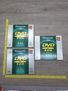 3 Lot Panasonic DVD-RAM 4.7 GB 120 Min Blank Recordable DVD Slim Case NOS - Picture 1 of 7
