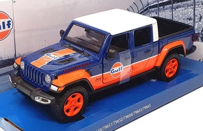 Motor Max 1/27 Scale 79663 - 2021 Jeep Gladiator Rubicon Gulf Blue/Orange/White - Image 1 of 4
