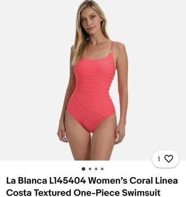La Blanca L45347 Women’s Coral Linea Costa Textured One-Piece Swimsuit Size 16 - Изображение 1 из 4