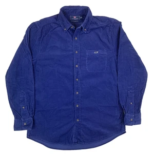 Vineyard Vines Blue Slim Fit Tucker Corduroy Shirt Size Men's Medium M - Picture 1 of 14