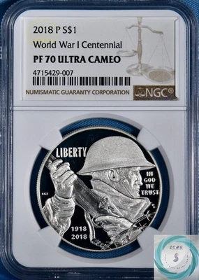 2009-P World War 1 Commemorative Silver Dollar NGC PF 70 UC - Cert Varies! - Image 1 of 4