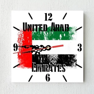 Emiratos Árabes Unidos Bandera Reloj de Pared Patriotas CERÁMICA Azulejo Reloj Soporte Decoración - Imagen 1 de 3