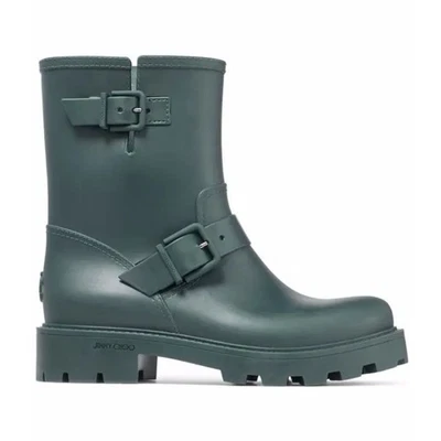 Botas de Lluvia Jimmy Choo Yael Goma Verde Oscuro Talla 36 Moto Hebilla Nuevas con Etiquetas Foto 1 de 4