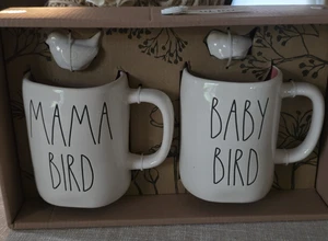 NEW Rae Dunn Mama Bird Baby Bird Mug Gift Set 19.5 oz Set of 2 with Baby Chicks - Picture 1 of 14