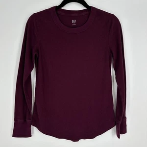 Gap Langarmshirt Waffelstrick Pflaume geschwungener Saum Damen Medium - Bild 1 von 5