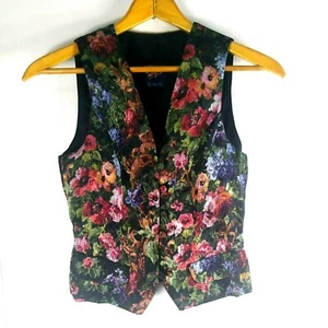 Women's Vintage Vest Monsoon Twilight Floral 1990s Cottagecore Formal Fitted 8 - Picture 1 of 7