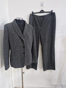 Hobbs grey trouser suit size 16 flecked jacket lined wool rich pleated trousers - Picture 1 of 12