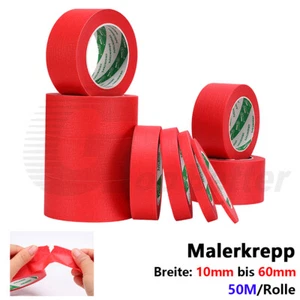 Rot General Malerkrepp Abklebeband Kreppband Kreppklebeband 10mm-60mm x 50M DIY - Picture 1 of 20
