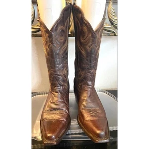 Vintage J.B. Dillon Ziegenleder braun Druckknopfleiste Western Cowgirl Stiefel Größe 7 B - Bild 1 von 12