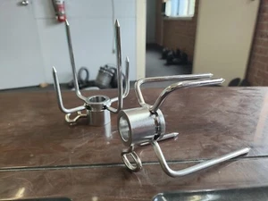 2 x BRAND NEW STAINLESS STEEL BBQ SPIT ROTISSERIE PRONGS 4 FORKS - 24mm SHAFT - Picture 1 of 2