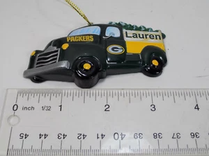 NEW GREEN BAY PACKERS "LAUREN" PERSONALIZED CHRISTMAS ORNAMENT PICKUP TRUCK - Picture 1 of 2
