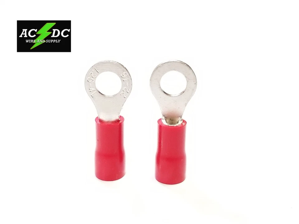 #8 Red Ring Terminal Connector Metal 22-18 AWG Vinyl Crimp 100 Pcs Per Pack - Image 1 of 1