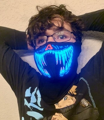 LED Light Up Half Mask for Party, Rave, Halloween, Sound Reactive - NEW! - Image 1 of 4