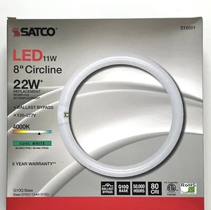 Satco S16501 11W 4000K 8" Ballast Bypass LED Circline Bulb 22W FC8T9 Replacement - Picture 1 of 8