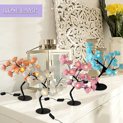 USB Rose Bouquet LED Tree Table Lamp Lights Party Wedding Home Decor Gift AUD - image 1 of 4