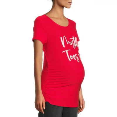 Time and Tru Women's Maternity Mistle Toes Graphic Tee - Image 1 of 4
