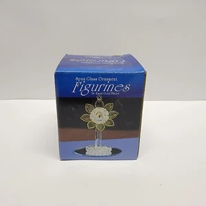Spun Glass Figurine 24-karat Gold Plated Yellow Flower - Picture 1 of 8