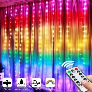 Rainbow Led Curtain Fairy Hanging String Lights Wedding Party Decor Lamp USB 5V - Picture 1 of 12