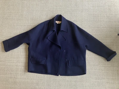 MARNI Womens Wool Pea coat Single Breasted Jacket Navy size 38 EUC rare Italy - Image 1 of 4