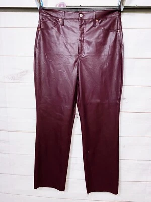 Express Womens Modern Straight Super High Rise Faux Leather Pants Sz 14R Purple - Image 1 of 4