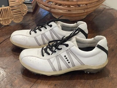 ECCO女式白色皮革软钉高尔夫鞋(39码欧元/美国8-8.5) — 第 1/4 张图片