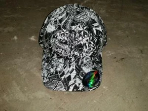 Baseball Cap Racing Theme Flexfit NOS Black White Graphics Cap Mens Urban S-M - Picture 1 of 5
