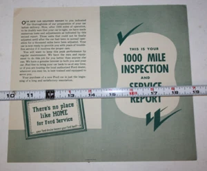 Vintage Car Ford 1000 Mile Inspection Record Form ORIGINAL New old Stock - Picture 1 of 2