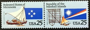 1990 Scott #2506-07 - 25¢ - MICRONESIA / MARSHALL ISL  - Strip of 2 Stamps - MNH - Picture 1 of 1