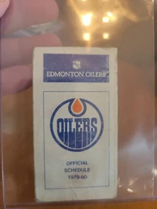1979-89 Edmonton Oilers Hockey Pocket Schedule Wayne Gretzky Mark Messier Rookie - Picture 1 of 3