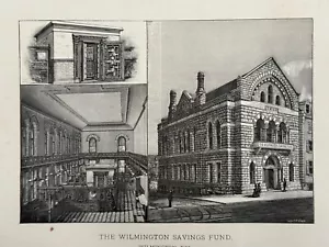 Wilmington Delaware Antique Art Print WSFS Bank Building P.F. Goist 1888 - Picture 1 of 4