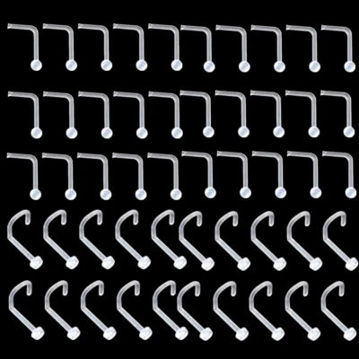 5/50x Clear Nose Stud Hypo Allergenic Acrylic Plastic Retainer Care Bar Screw L - Image 1 of 4