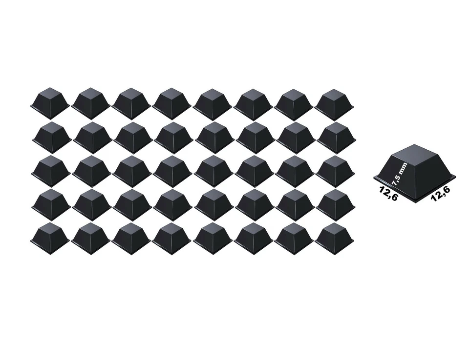 40 Stk. Silikon-Puffer, Geräte-Füße Selbstklebend Schwarz 12,6 x 12,6 - SB-55 - Bild 1 von 1
