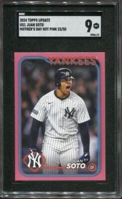 2024 Juan Soto Topps Update Mother's Day Hot Pink /50 #US1 NY Yankees SGC 9 - Image 1 of 3