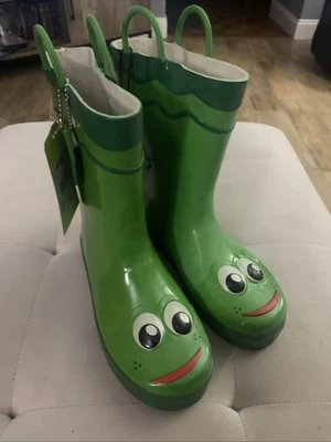 Western Chief Boys Bota de Lluvia Estampada Impermeable con Rana Verde Fácil de Tirar 490401 Foto 1 de 4