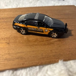 2018 Matchbox Ford Police Interceptor Black/Orange State Police Cop Car BP Pull - Picture 1 of 6