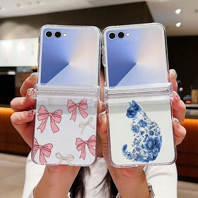 For Samsung Galaxy Z Flip7 Flip6 Flip5 4 Bow Clear Hinge Flower Phone Case Cover - Image 1 of 4