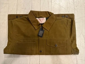 FILSON Men's LG Short Lined Cruiser Tin Cloth Dark Tan Jacket NWT - Picture 1 of 6