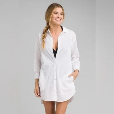 Maiô Feminino Prana Mauzy Cobertura Novo sem etiquetas Tamanho M Branco - Imagem 1 de 4