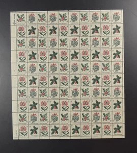 US SCOTT 1254 - 1257 SHEET OF 100 CHRISTMAS FLOWERS STAMPS 5 CENT FACE MNH - Picture 1 of 1