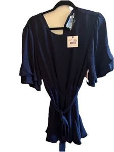 Tussah Navy Blue size 12 Flutter sleeve midi dress new with tags Wrap Dress New - Foto 1 di 24