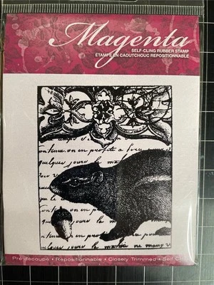 New MAGENTA Rubber Stamp Blume SQUIRREL FALL COLLAGE cling free USA ship - Image 1 of 2