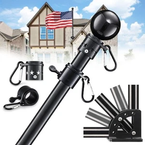 Black Flag Poles for Outside House,6ft Tangle Free Spinning Flag Pole for Hou... - Picture 1 of 6