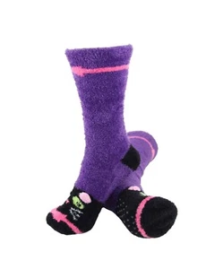 Para mujer Cálidos Difusos Acogedores Púrpura Gato Animal Cabina Invierno Crew Calcetines, 3 Pares - Imagen 1 de 1