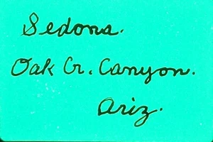 1970 Sedona AZ Oak Grove Canyon Blue Cursive Writing Header Vtg 35mm Photo Slide - Picture 1 of 1