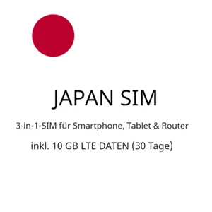 JAPAN SIM dla turystów i 10 GB danych LTE przez 30 dni od włożenia - Zdjęcie 1 z 1