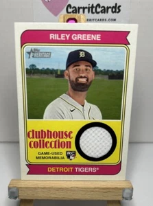 RILEY GREENE 2023 Topps Heritage Clubhouse Collection gioco-usato RELIC Rookie RC - Foto 1 di 6